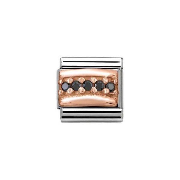 9ct Rose Gold Black CZ Classic Charm