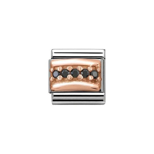 9ct Rose Gold Black CZ Classic Charm