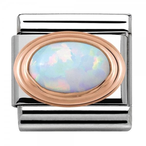 Rose Gold White Opal Charm