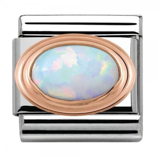 Rose Gold White Opal Charm