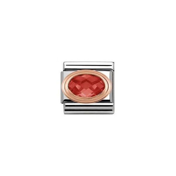 Rose Gold Faceted Red Crystal Charm