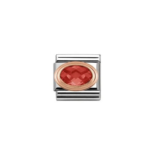 Rose Gold Faceted Red Crystal Charm