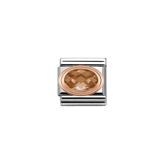 Classic Rose Gold Framed Faceted Champagne Cubic Zirconia Charm