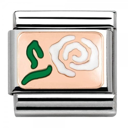 Classic Rose Gold White Rose Charm