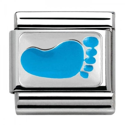 Silver Blue Footprint Charm