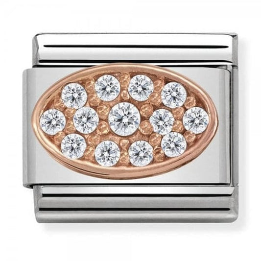 Oval White Rose Gold Charm