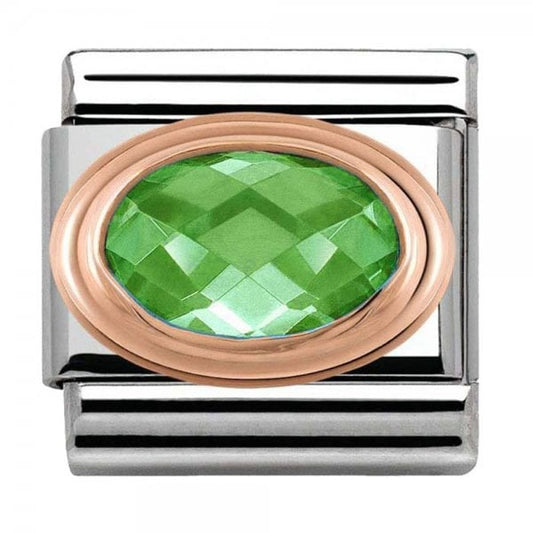 Classic Rose Gold Green Faceted Cubic Zirconia Charm