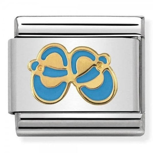 Gold Light Blue Baby Shoes Charm