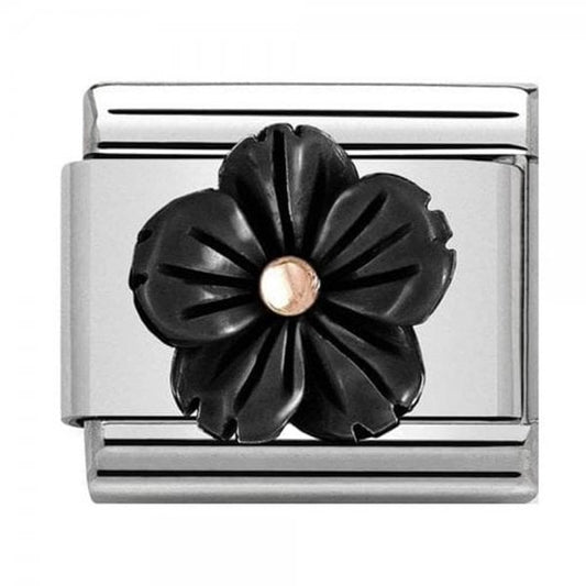 Classic Rose Gold Onyx Flower Charm