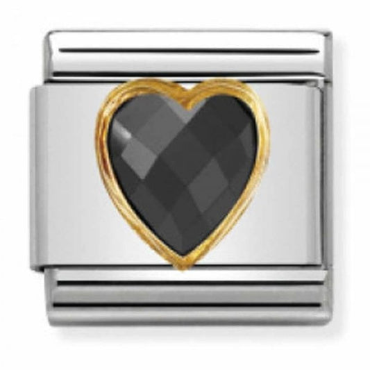 Multifaceted Black and Gold Heart Charm