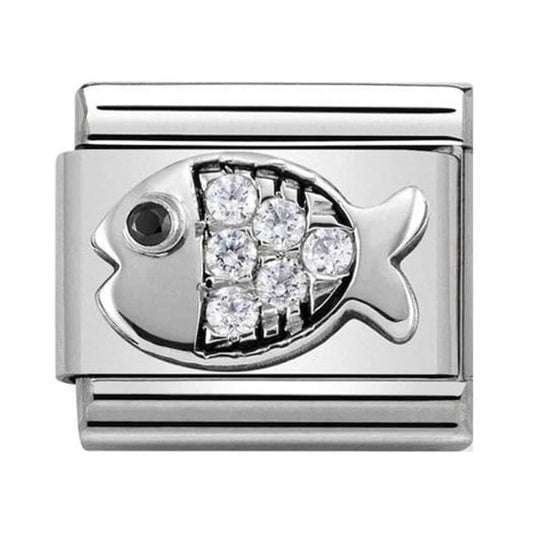 Silver Fish with White CZ Charm