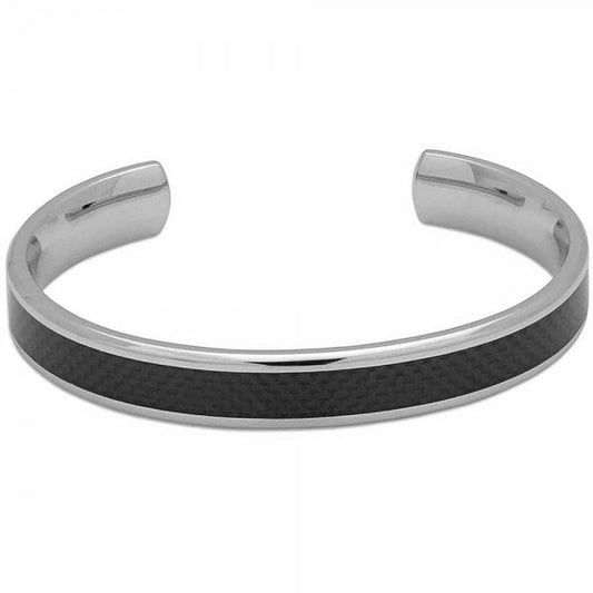 Steel Bangle with Carbon Fibre Inlay