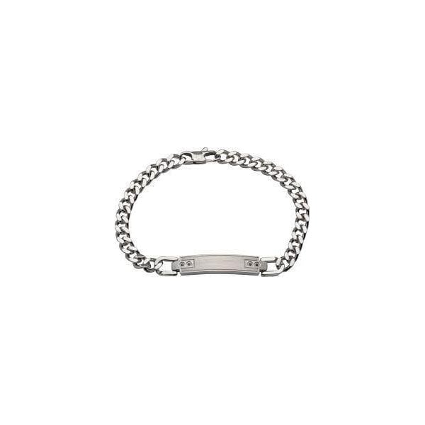 Steel Bracelet Matt and Polished - Black Stones