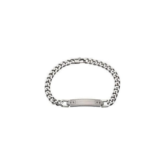 Steel Bracelet Matt and Polished - Black Stones