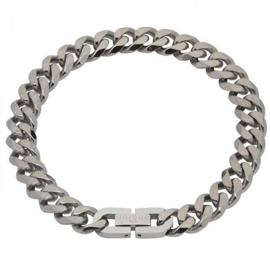 Stainless Steel Matte Polished Filed Curb Bracelet