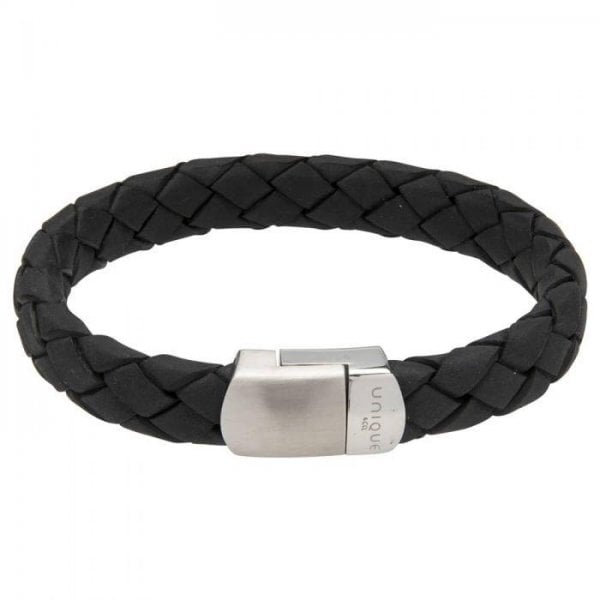 Matt Polished Woven Black Leather Bracelet