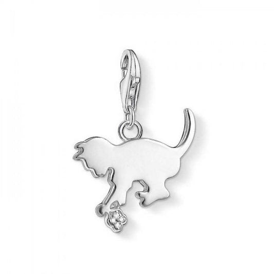 Anniversary Silver Diamond Kitten Charm