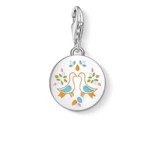 Charm pendant Mexican disc doves
