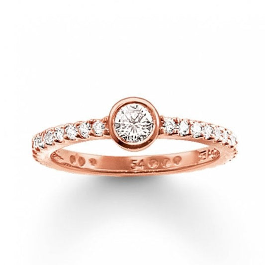 Silver Rose Gold CZ Band Ring SIZE 50
