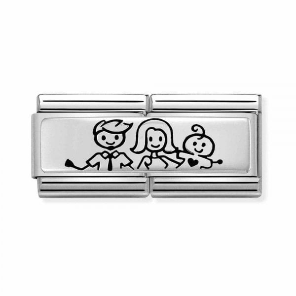 Silver Family with Baby Boy Charm