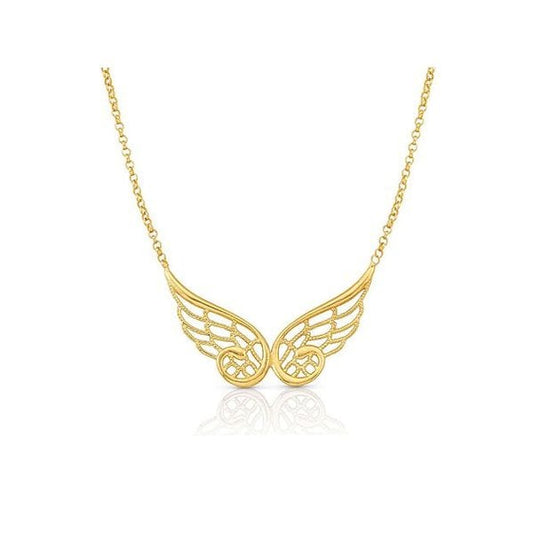 EX-DISPLAY Angel Yellow Gold Double Wing Necklace
