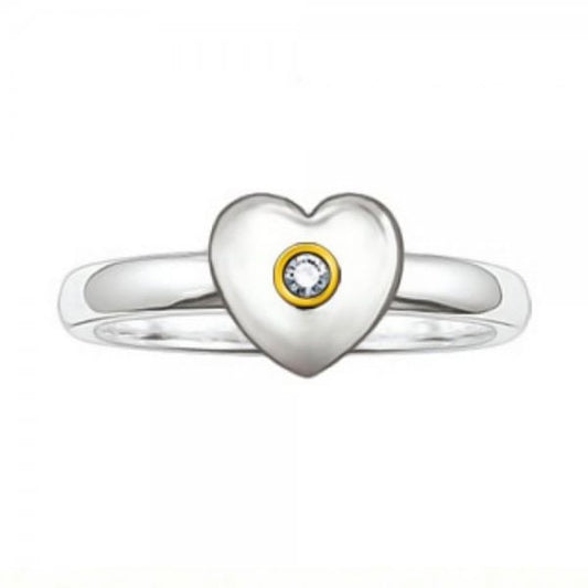 Thomas Sabo Silver and Yellow Gold Diamond Heart Ring S54