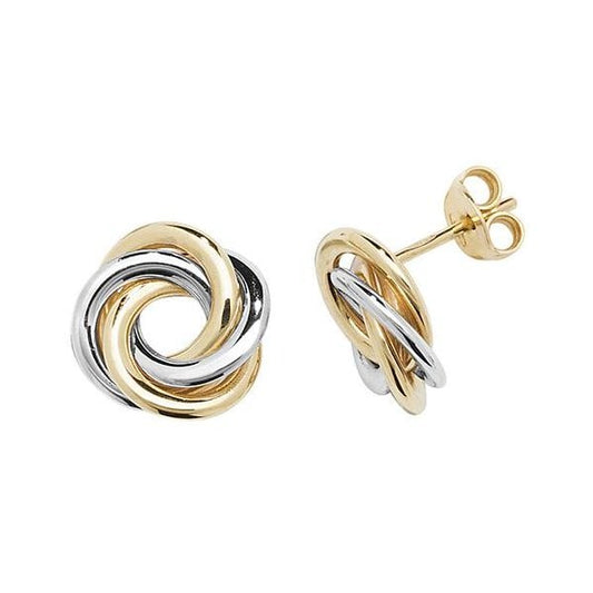 9ct Yel/Wht Gold Interlocking Stud Earrings
