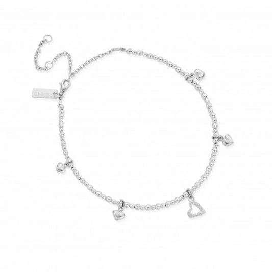 Sterling Silver Mini Cute Multi Heart Anklet