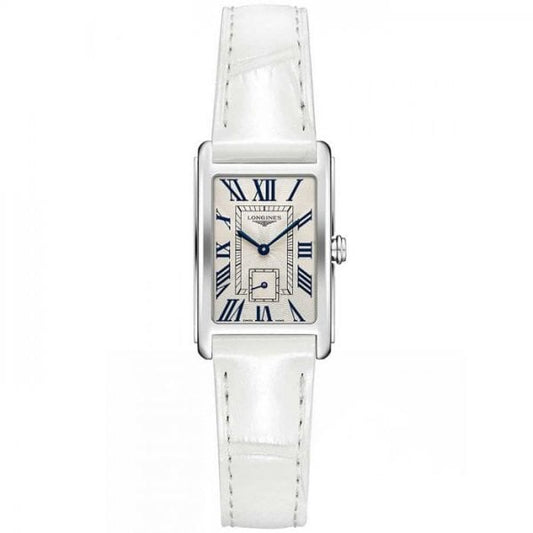 Ladies DolceVita Silver Dial White Leather Strap