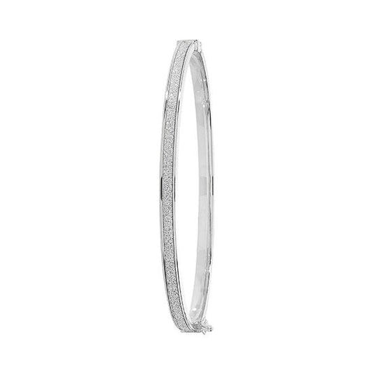 9CT WHITE GOLD LADIES' HINGED BANGLE