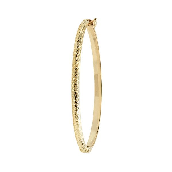 9CT YELLOW GOLD LADIES' DC HINGED BANGLE