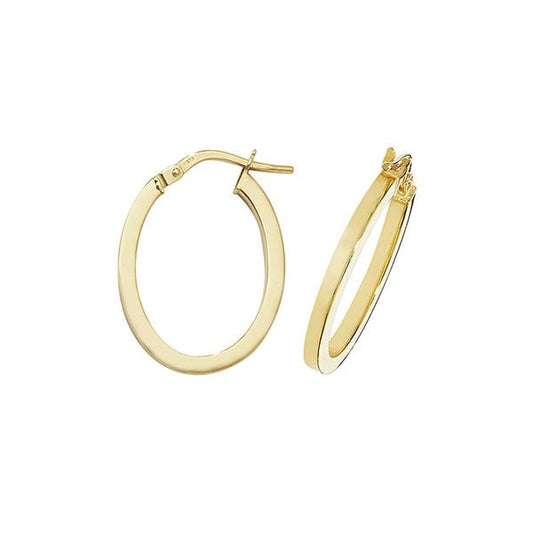 9ct Yel Gold Ovl Hoop Earrings