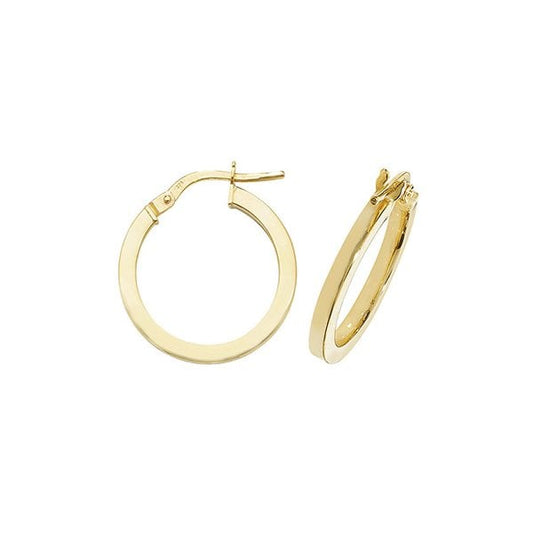 9ct Yel Gold 15mm Hoop Earrings