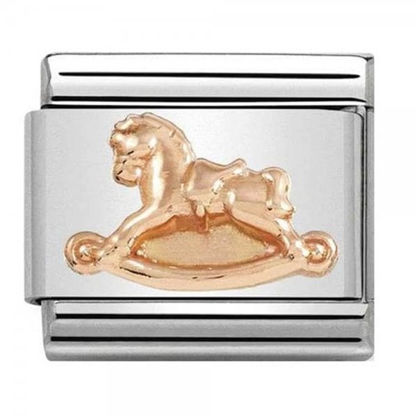 Classic Rose Gold Rocking Horse Charm