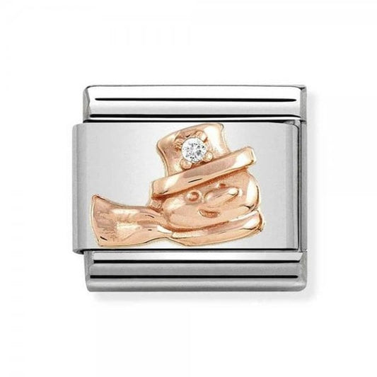 Classic Rose Gold Snowman with White CZ Charm
