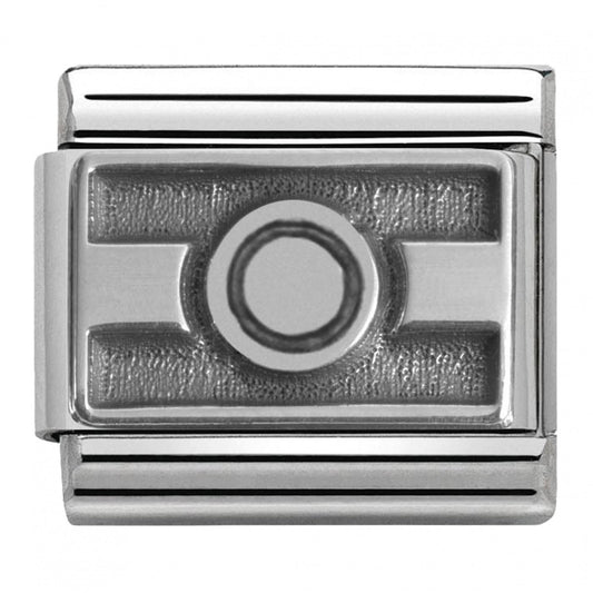Silver Round Link Pattern Charm