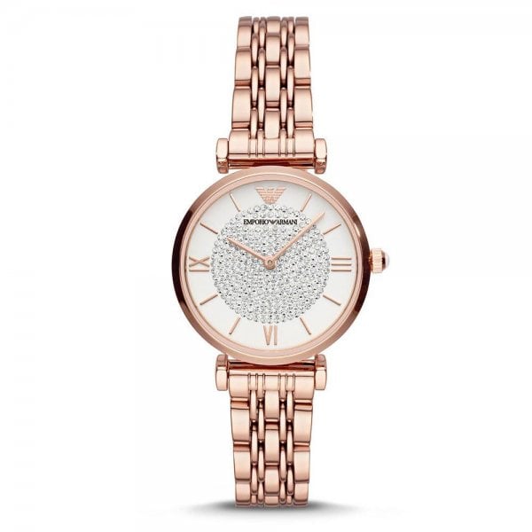Crystal Bracelet Strap Watch, Rose Gold/White