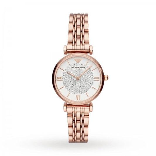 Crystal Bracelet Strap Watch, Rose Gold/White