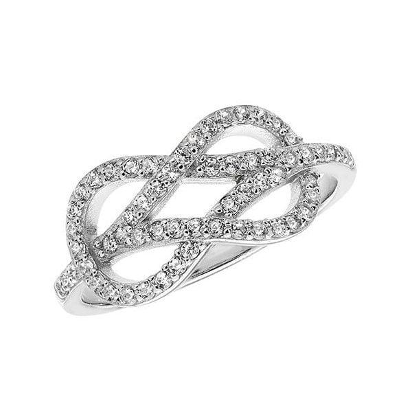 Silver Ladies Rhodium Plated CZ Ring SIZE M