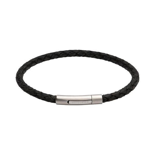 Antique Black Leather Bracelet 21cm