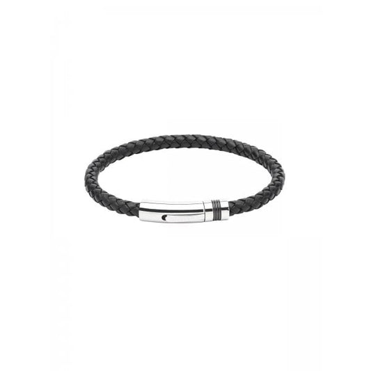 Gents Black Leather Bracelet 23cm