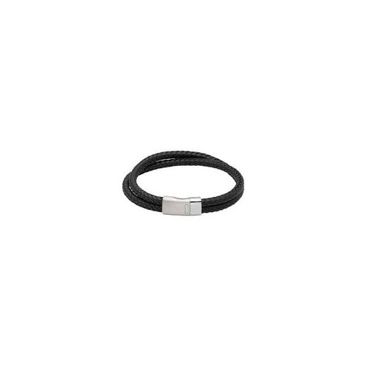 Black Double Leather Bracelet 21cm
