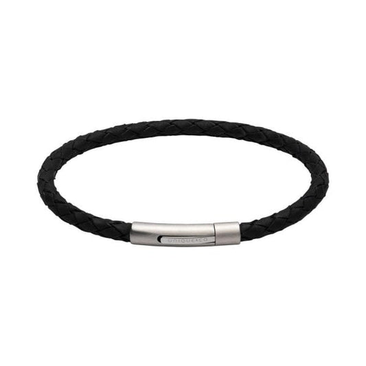 Black Leather Bracelet 19cm