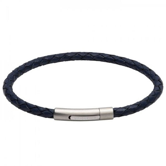 Blue Leather Bracelet 21cm