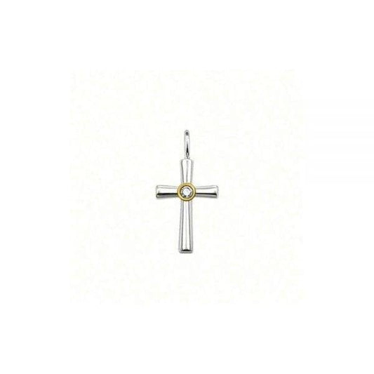 Silver and Yellow Gold Cross Mini Pendant