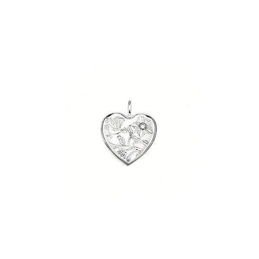 Silver Flower Engraved Diamond Locket Pendant