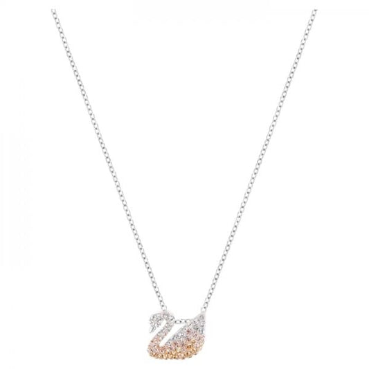Iconic Swan Pendant, Multi-colour, Rhodium plated