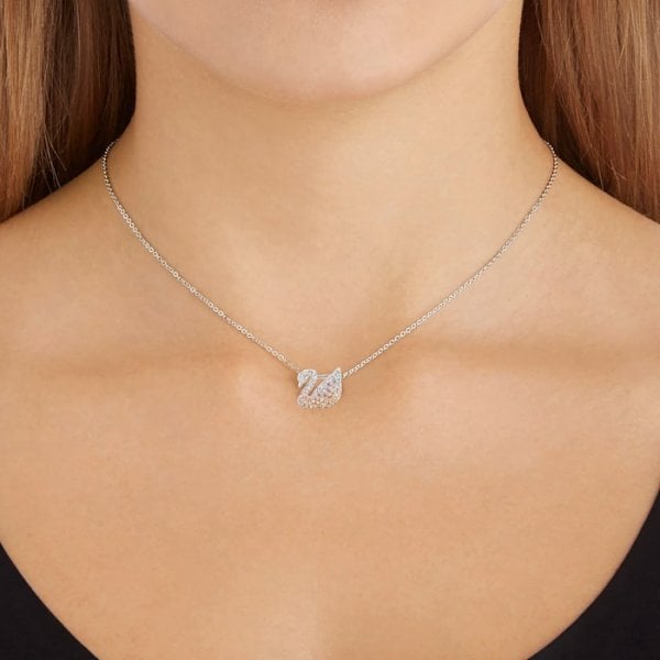 Iconic Swan Pendant, Multi-colour, Rhodium plated
