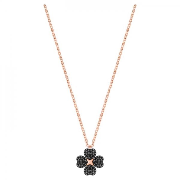 Latisha Flower Pendant, Black, Rose-gold tone