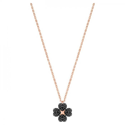 Latisha Flower Pendant, Black, Rose-gold tone